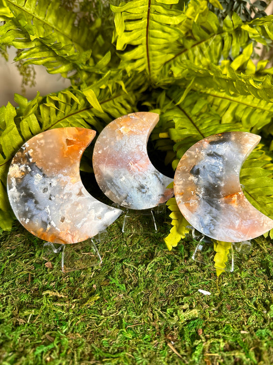 Rainbow Plume Agate Moons